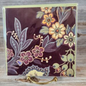 Papyrus Floral Paisley Blank Greeting Card Amanda Lewis Gems Foil Plum Green